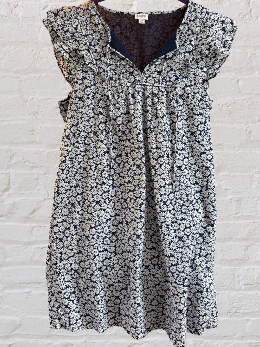 J. Crew Navy and White Daisy Print Mini Dress